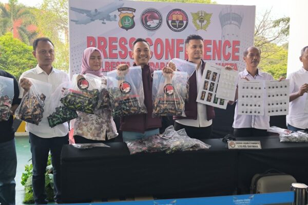 WNI Ditangkap Jual Etomidate Rp 2,5 Juta, Omzet Capai Rp 2,17 Miliar Polresta Bandara Soekarno-Hatta dan Bea Cukai Soekarno-Hatta menunjukan barang bukti narkoba
