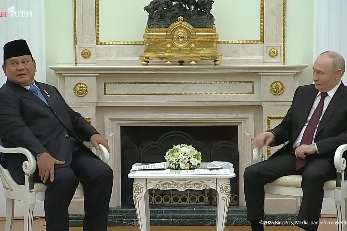 Presiden RI Prabowo Subianto dan Presiden Rusia Vladimir Putin