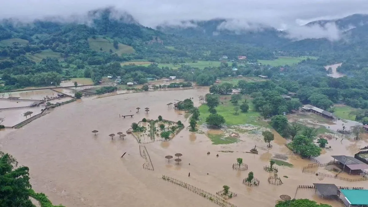Banjir Thailand merendam kawasan permukiman dan memunculkan satwa liar seperti ular dan buaya]