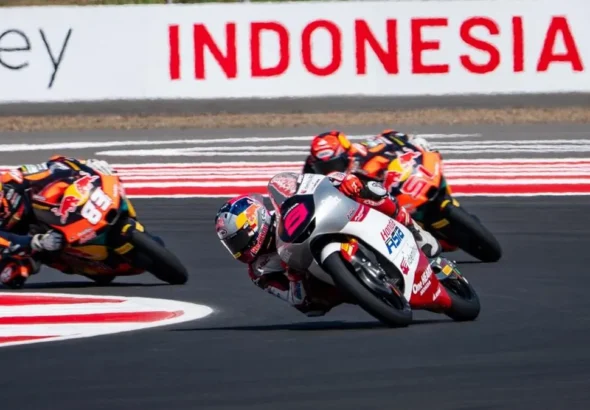 Veda Ega Pratama tampil di sesi FP2 Moto3 Mandalika 2026 di Sirkuit Mandalika