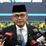 Menlu Arrmanatha Nasir bicara soal arah diplomasi Indonesia di Gedung Palapa Kemlu]