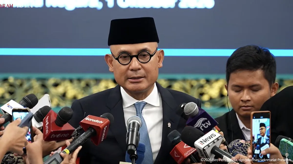 Menlu Arrmanatha Nasir bicara soal arah diplomasi Indonesia di Gedung Palapa Kemlu]