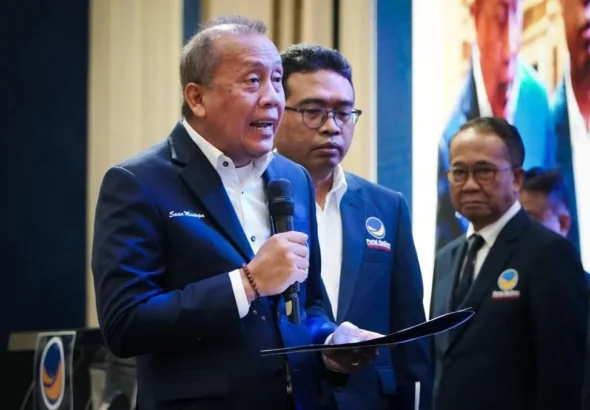 Wakil Ketua Umum NasDem Saan Mustopa soal pemisahan pileg pilpres di Kompleks Parlemen